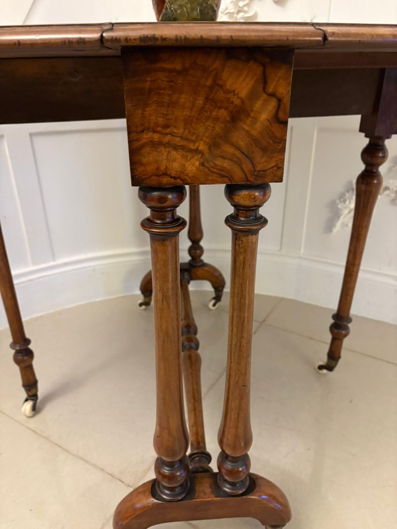 Outstanding Quality Antique Victorian Burr Walnut Sutherland Table - Image 11